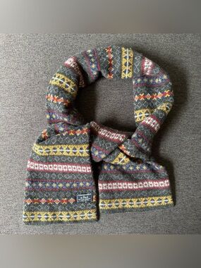Abercrombie & Fitch Fair Isle Wool Blend Scarf Vibrant Nordic Boho Unisex OS